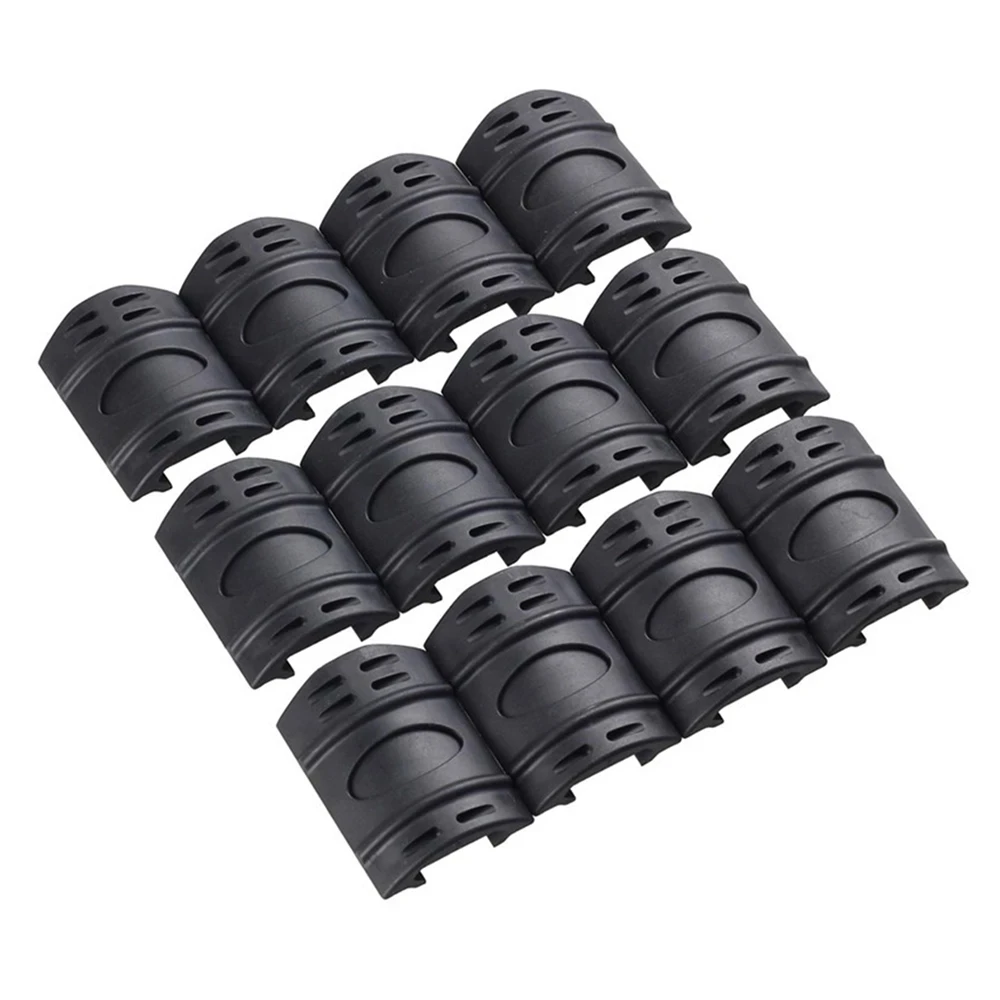 

12 Pcs a Lot Tactical Picatinny Quad rail Rubber Covers Tactical Rubber Rail Covers Hunting Accessories, Black and tan