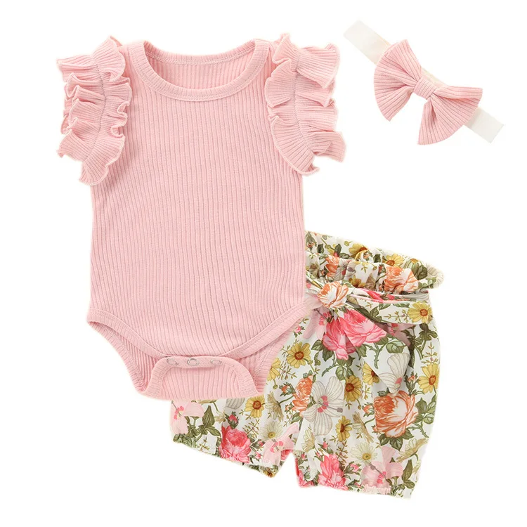 

Baby Girls Clothing Set Summe Clothes Children's T-shirt + Shorts 3pcs For Toddler Kids Girl Outfit Sets