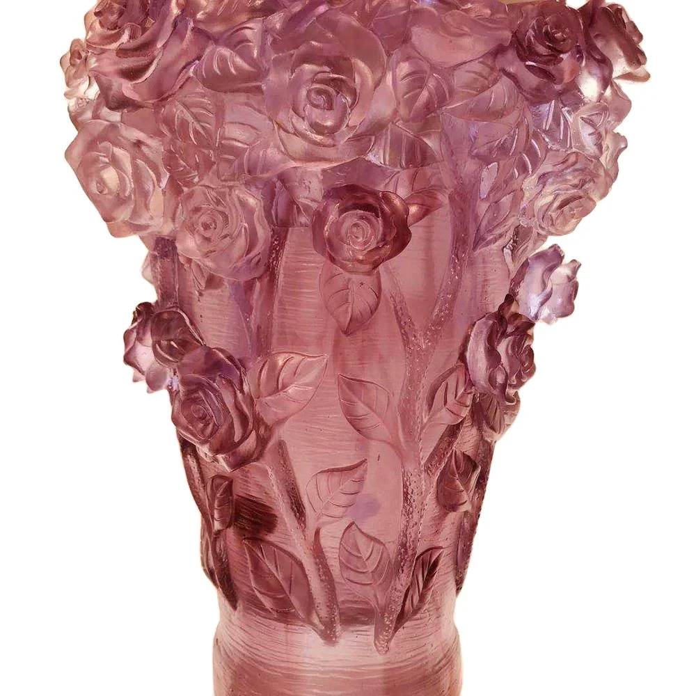 

Hot sale Liuli Luxury Rose nordic design transparent glass large tabletop flower vase for wedding centerpiece, Amber/red/white+mint/blue/transparent/etc