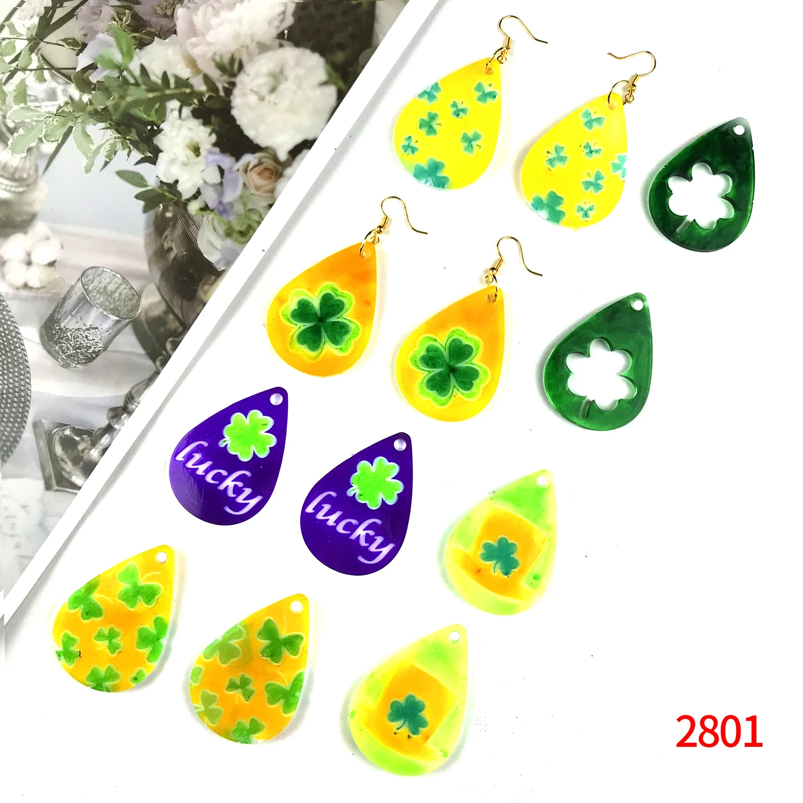 

2801 St. Patrick's Day Irish shamrock gnomes resin earring silicone molds earring silicone moulds