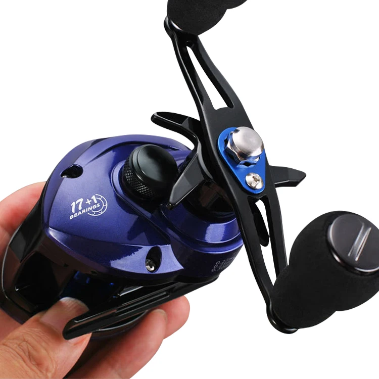 

Newbility High Speed 7.2:1 17+1BB Fresh Saltwater Magnetic Brake System Ultralight Fishing Baitcasting Reel, Black and blue