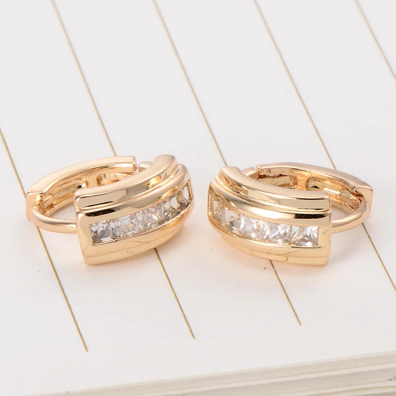 

2021 New Copper Gold Plated Earrings Jewelry Simple Fashion Square Austrian Zircon Hoop Earrings For Women