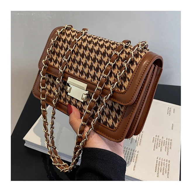 

2021 Houndstooth Fall Leopard Shoulder Crossbody Purses Designer Fashion Women Handbags Luxury Sac a Main Femme Bags For Girls