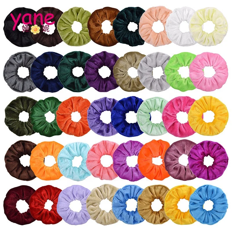 Hot selling velvet hair scrunchies 40 colors velvet hair scrunchies colorful velvet elastic hair band