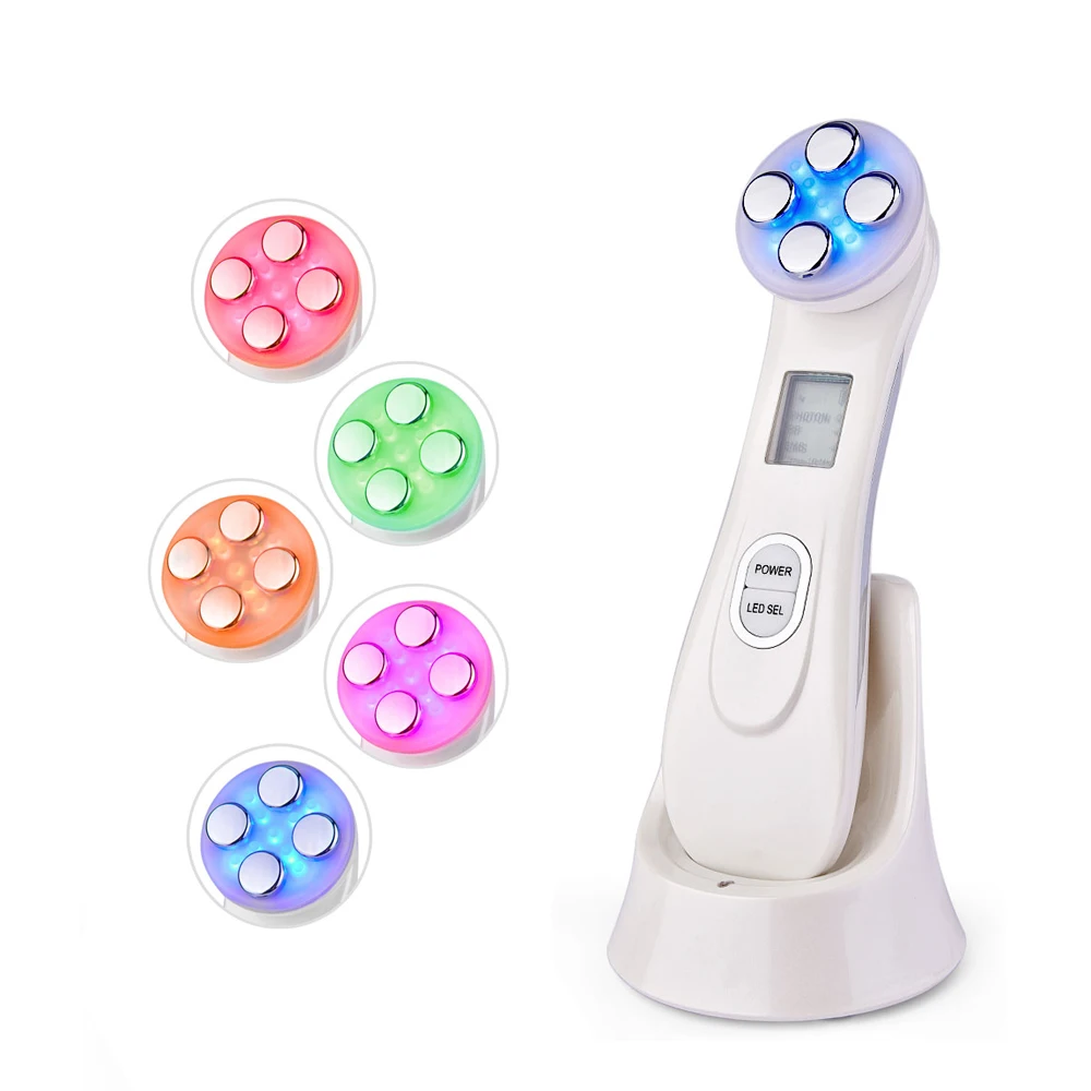 

Home Use Portable Wrinkle Remover Led Microcurrent EMS RF Photon Therapy Face Lift Skin Tightening Machine, White, black