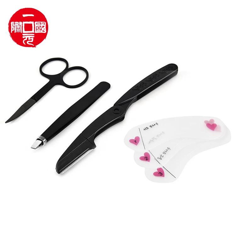 

Best Popular High Quality Eyebrow Razor Eyebrow Kit Including Eyebrow Brush Scissors Tweezers Trimmer With Travel Case