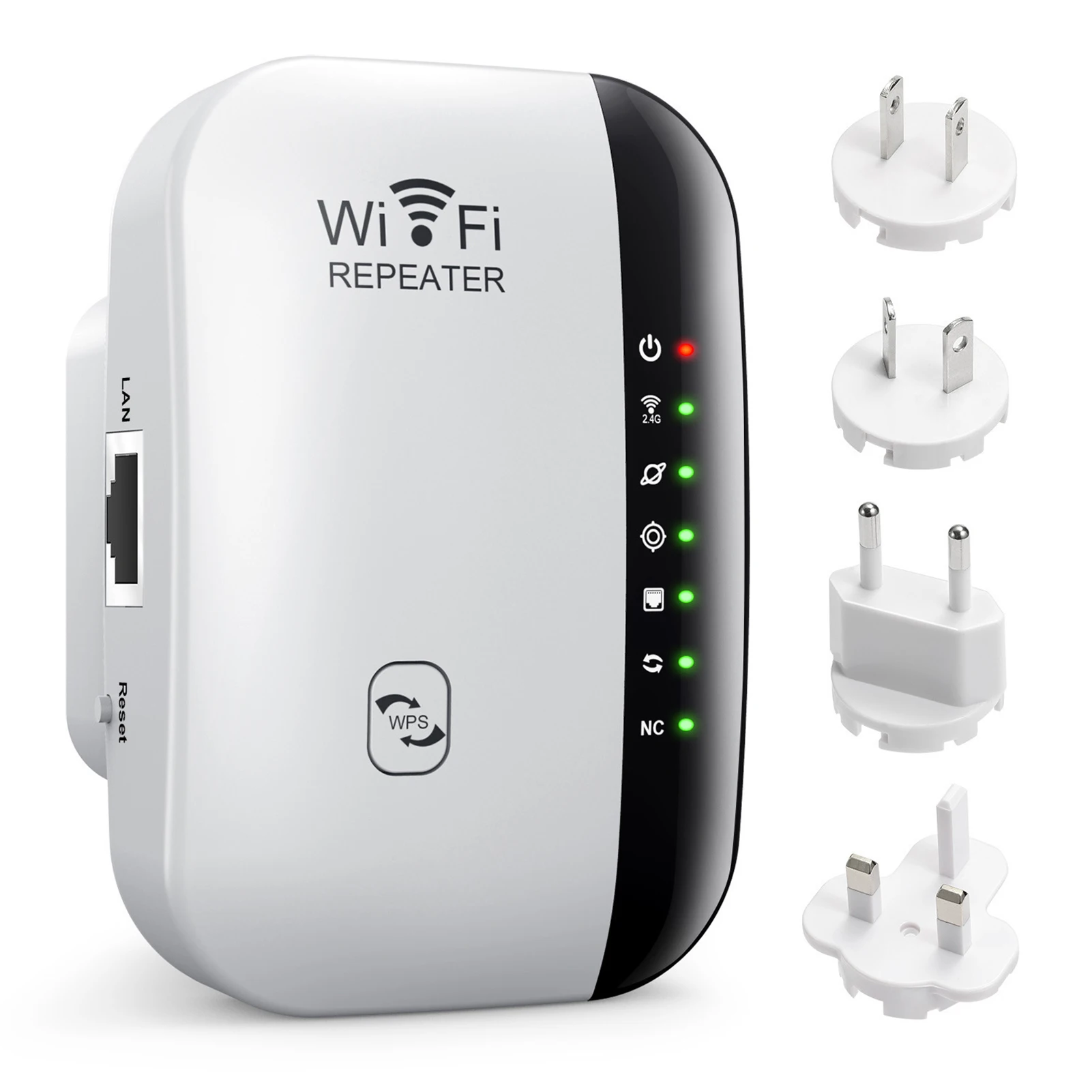 

Wireless Repeater WiFi Range Extender Wi Fi Signal Amplifier Booster 2.4G Reapeter Access Machine Portable Travel Wifi Router 4G, White