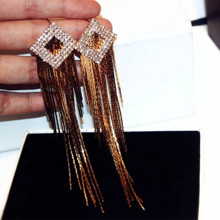 

Fashion Long tassels Earrings For Women New Fashion Metal Dangle Earring Female, Picture shows