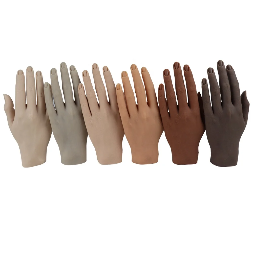 

Silicone Practice Hand For Nails Dark Color Movable Nail Practice Hand-Nail Art Painting Hand Model