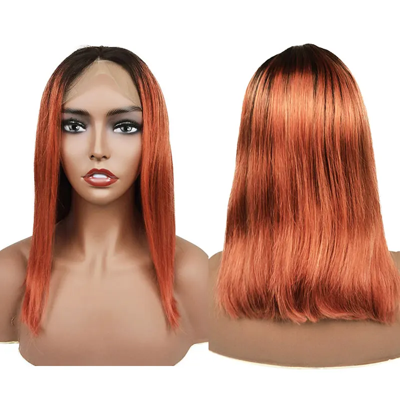 
1B350 Ombre Two Tone Bob Human Hair Lace Frontal Wigs Unprocessed Bob Straight Remy Tape Virgin Hair Extensions 
