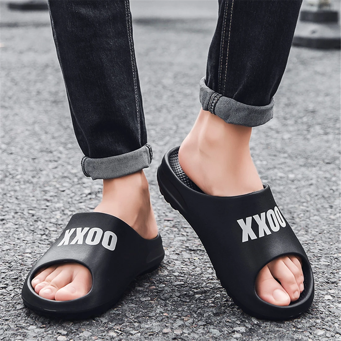 Oem Custom Black Slides Footwear Sandal Pvc,Custom Logo Slippers Men ...