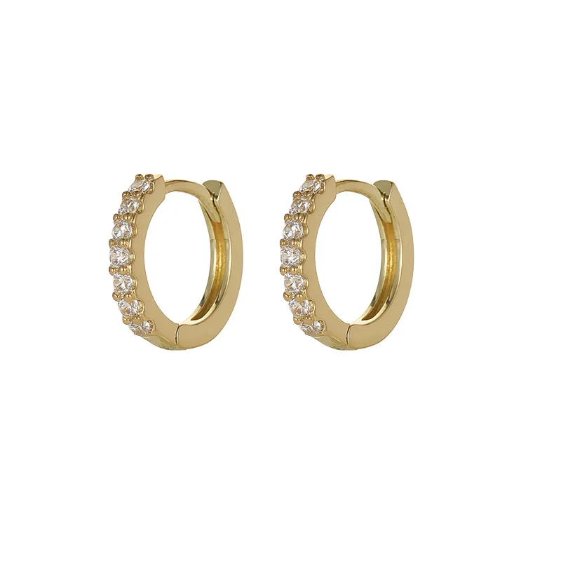 

Simple Ear Clip Crystal Round Hoop Earrings 18k Real Gold Plated Cubic Zirconia Circle Hoop Earring