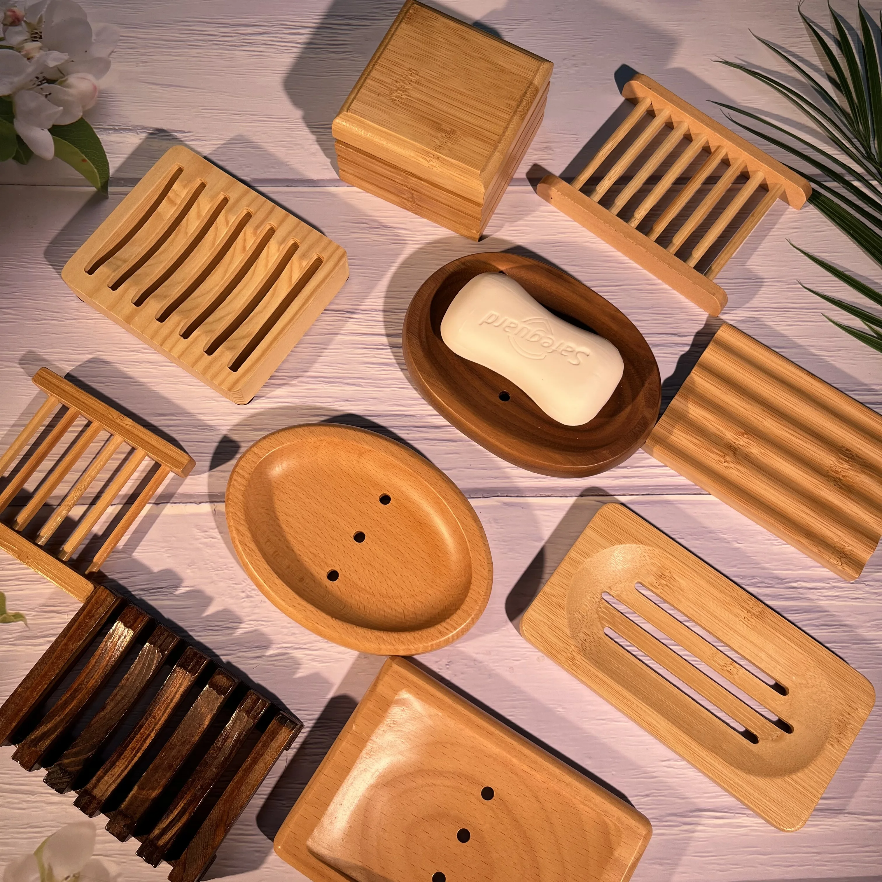 

OEM Custom Factory Direct Wholesale Bathroom Wooden Bamboo Natural Soap Dish Holder Wood Storage Soap Box Container With Lid