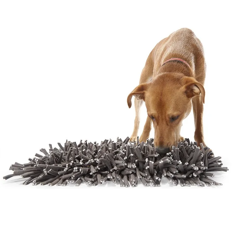 

Durable Machine Washable Training Encourages Natural Foraging Skills Pet Feeding Wooly Snuffle Mat for Dogs, Gray, black, green, brown
