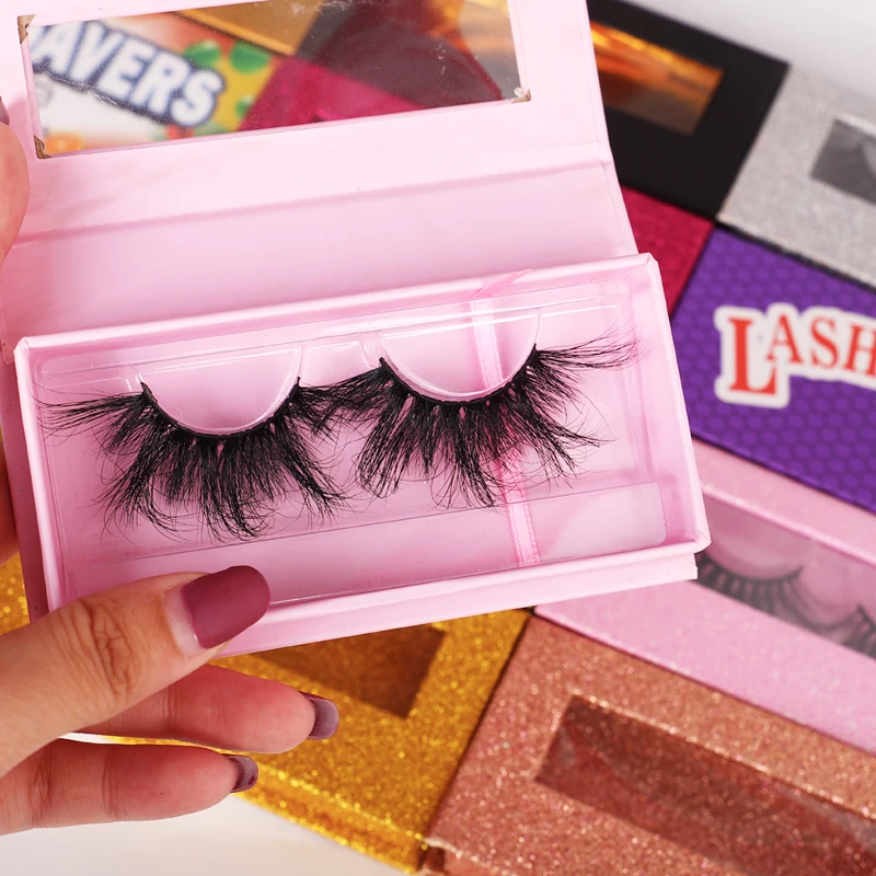 

Wholesale cruelty free 25 mm 3d colorful mink eyelash bulk box pink glitter custom eyelashes packaging 25mm mink eyelash, Natural color