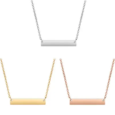 

2021 New designs Stainless Steel Wholesale Customized Blank Bar Necklace for women men