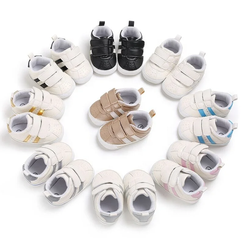 

Unisex Double Strap Casual Kids Hard Sole Sneaker Baby Shoes for toddlers