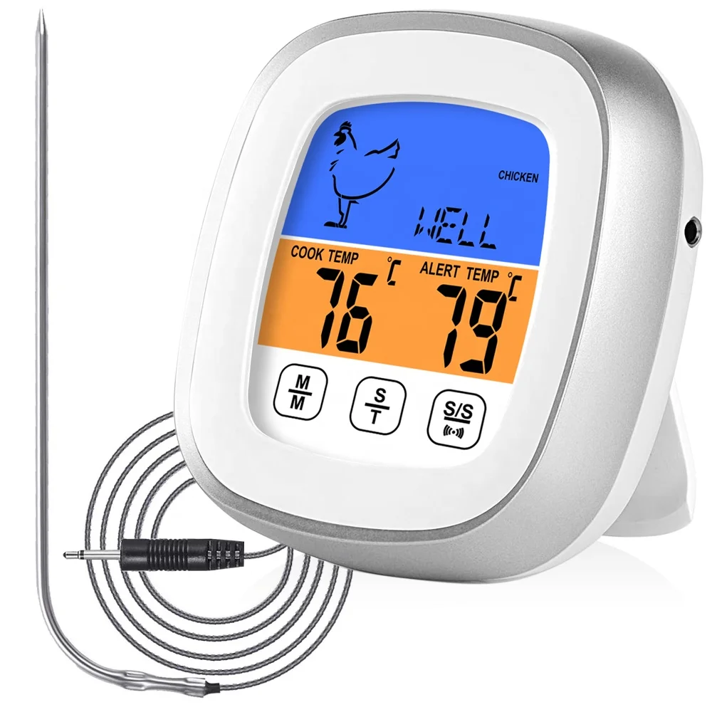 

Hot Selling Digital Cooking Meat Thermometer Large LCD Backlight Food Grill Thermometer with Timer Mode for Smoker Kitchen Oven, Any pantone color and customized pakage is available.
