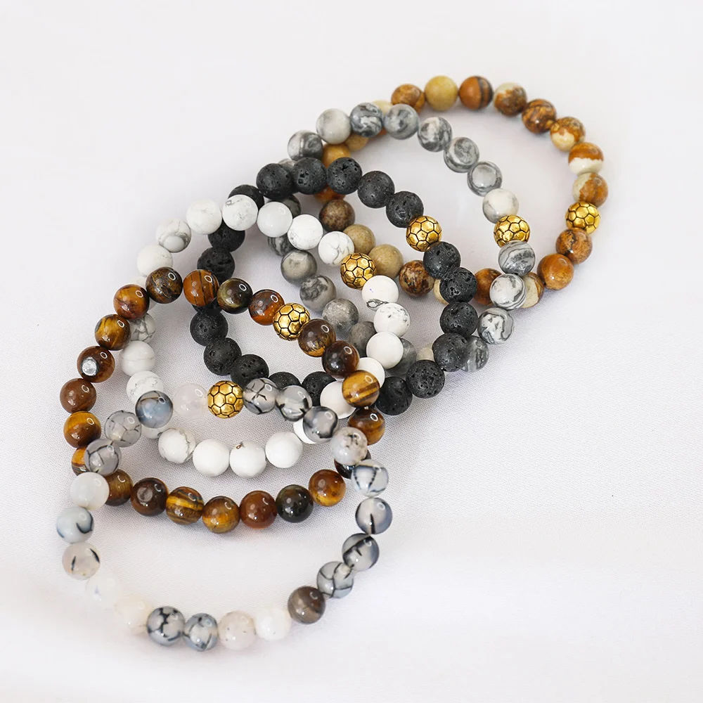 

8mm Yoga Natural Healing Stone Bead Bracelet Soccer Charms Jewelry Pulsera Mujeres Gemstone Personalised Bracelet Women Men