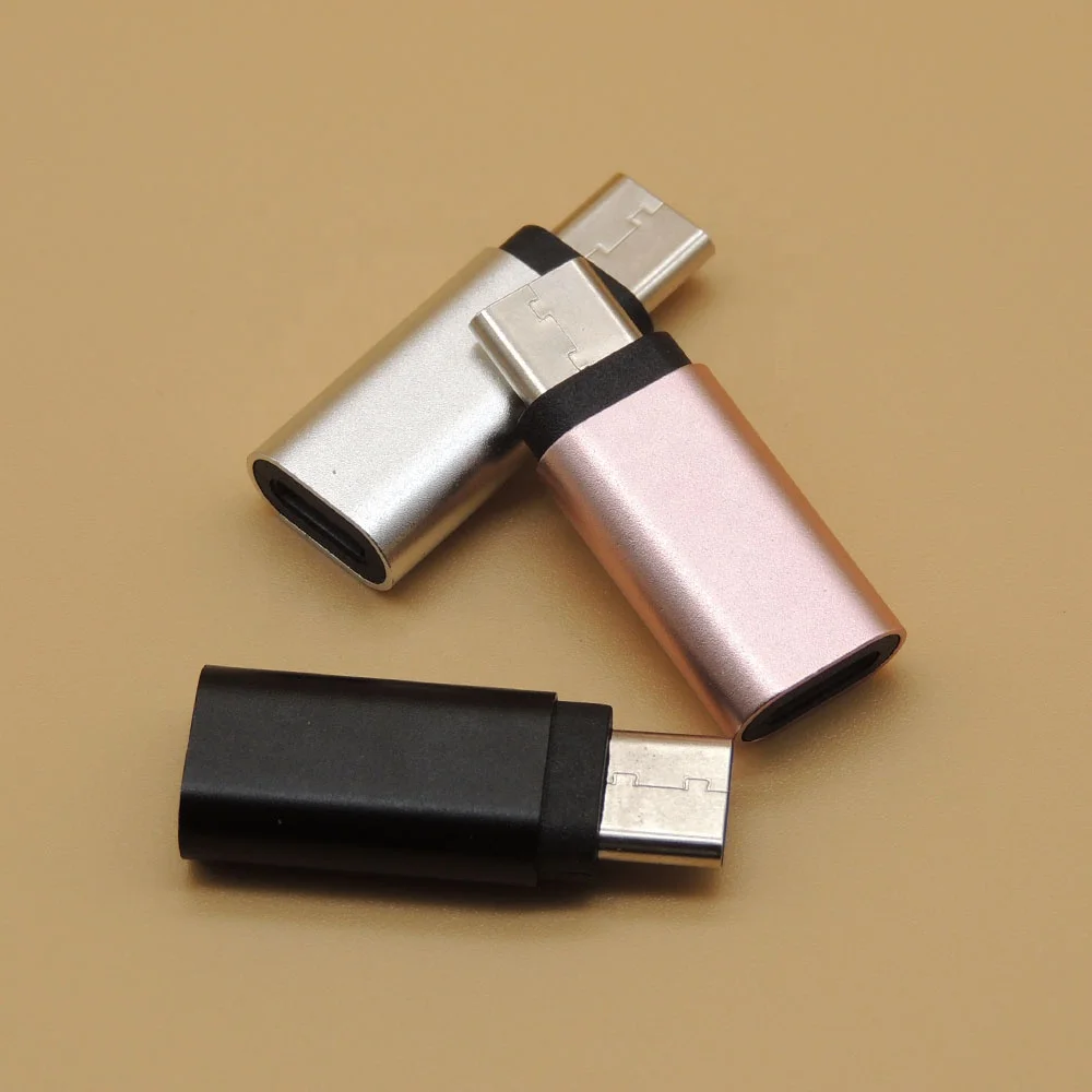 

Free shipping mini size metal type c adapter female type c male connector usb otg adapter for Lightning to type-c data sync char, Silver/black/pink