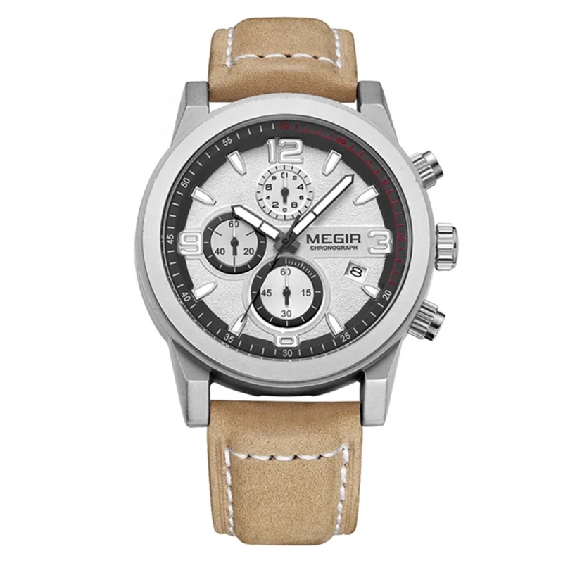 

Megir watch ML2026G Popular brand leisure Brown leather watches wrist watches for men