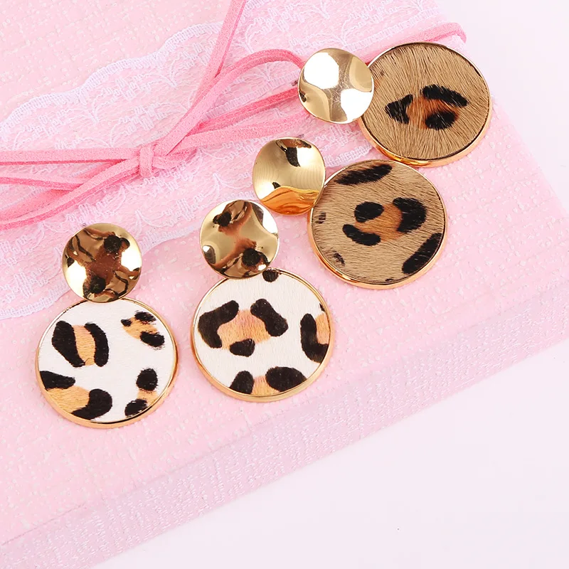 

Made In China Luxury Earring Studs For Women Accept Small Order Wholesale Price Retro Leopard Leather Earrings Punk Jewelry