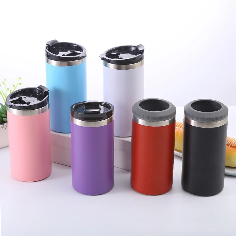 

Fast delivery stainless steel insulated thermal coffee cup slim beer can cooler holder 16oz sublimation 4 in 1 can cooler