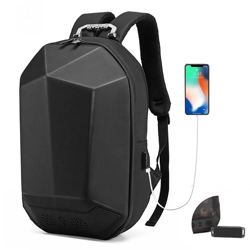 

OZUKO 9205V Hot Products 2021 Waterproof Business Unisex Laptop Travel Smart Usb Bags EVA Hardshell Singing Speaker Backpack, Black,camo