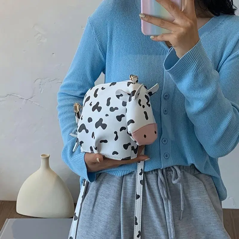 

Fun Cute Cow Design Girls Fashion Milk Purses and Handbags Ladies Casual Shoulder Sling Bags for Women
