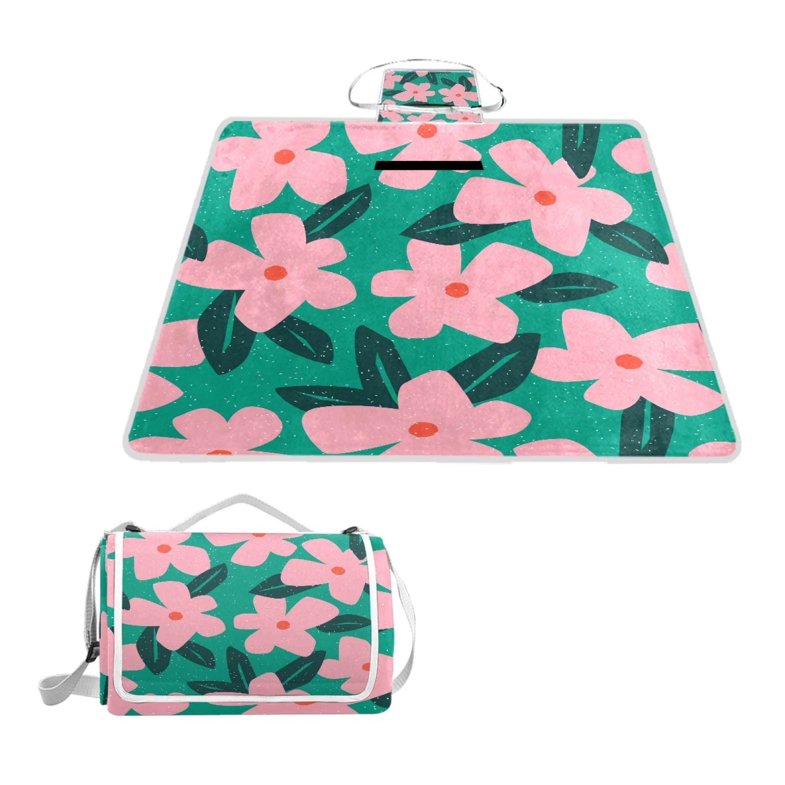 

Customized Frangipani Print Portable Beach Mat Waterproof Picnic Beach Camping Blanket Mat