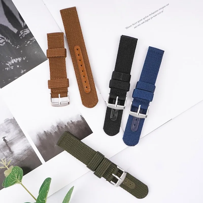 

High Quality Watch Strap Fabric Nylon Canvas Watchband 18mm 20mm 22mm 24mm Replacement Watch Bands