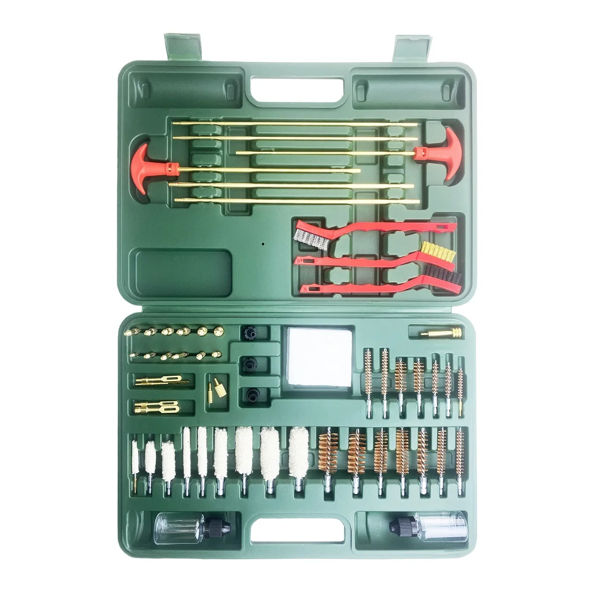 

Universal gun cleaning kit green case fits for rifle pistol handgun shotgun maintenance completed bore care cleaning brushes