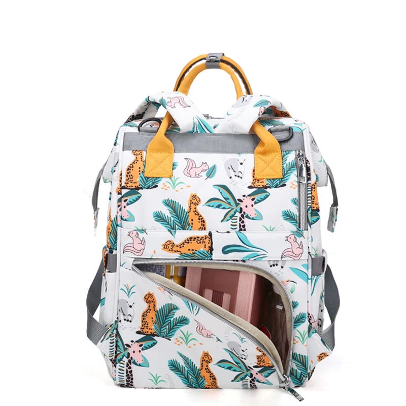 

2021 New floral pattern waterproof baby diaper bag fashion multifunctional mommy backpack with usb, As the picture