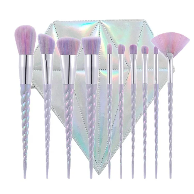 

Plastic handle makeup brush 10pcs professional makeup brushes cosmetic brush set, Customized color