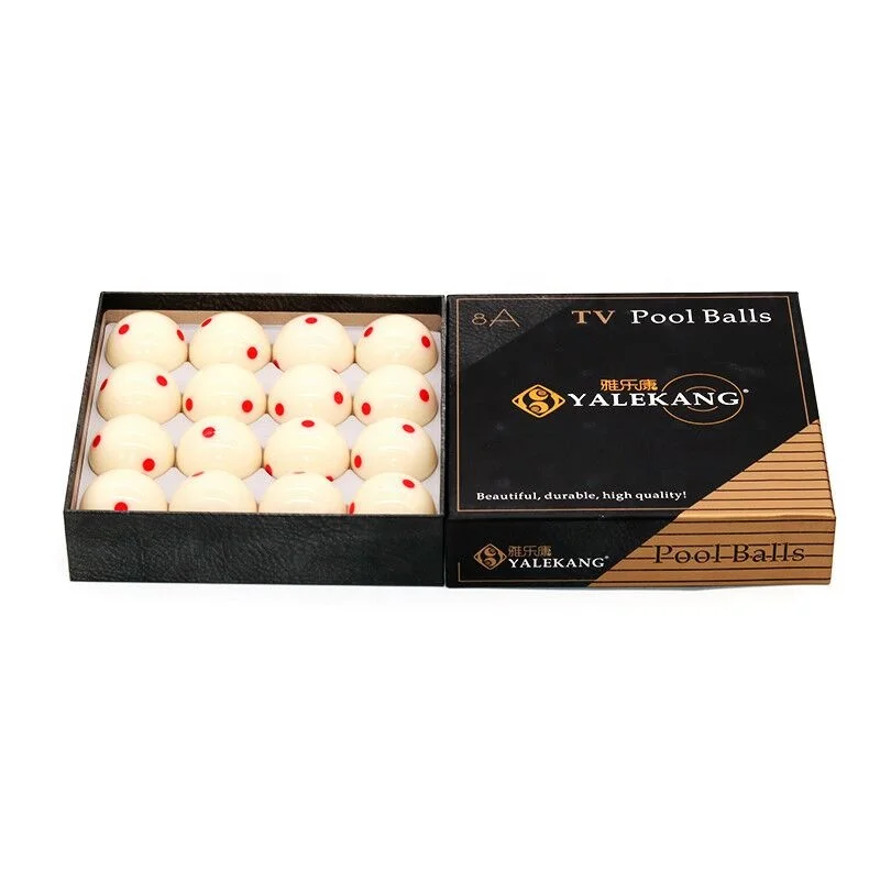 

Superior 8A Billiard Cue Ball 2-1/4" Box of 16PCS White Ball with 6 Red Dot for Club Pool Table Game