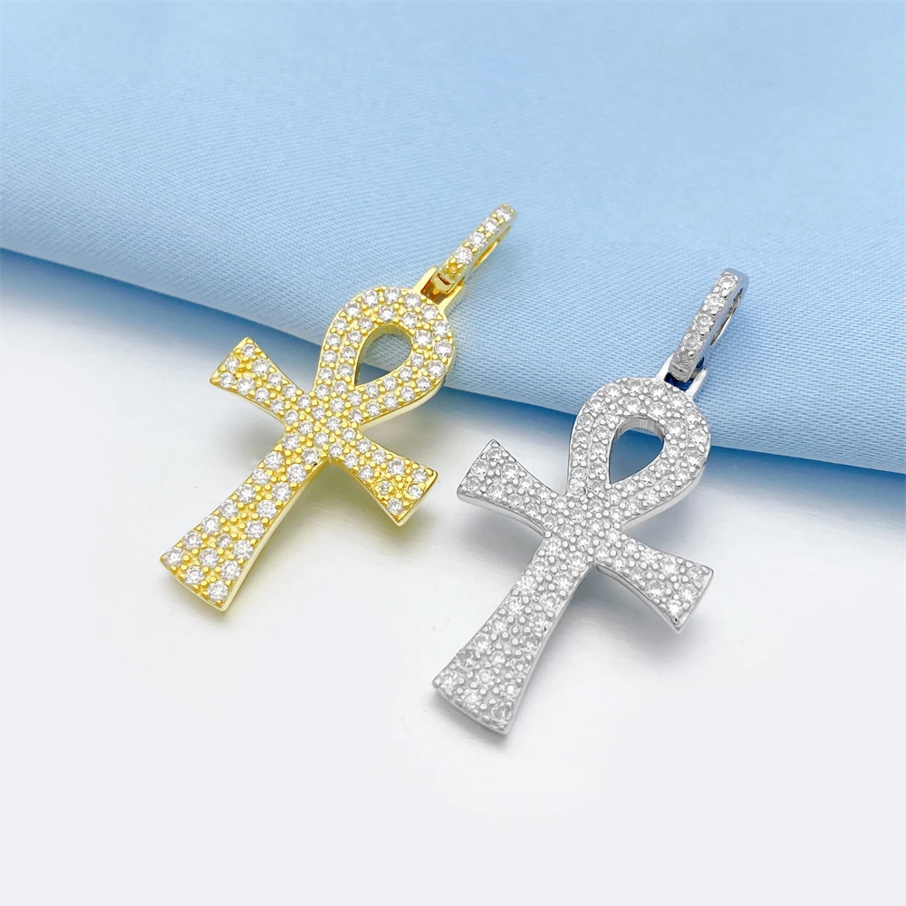 

Custom Jewelry 925 Sterling Silver VVS Moissanite Iced Out Cross Ankh Pendant