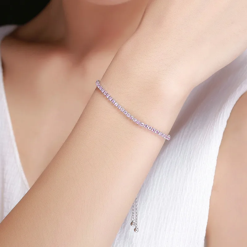 

Genuine Luminous Strand 925 Sterling Silver Tennis Bracelets Woman