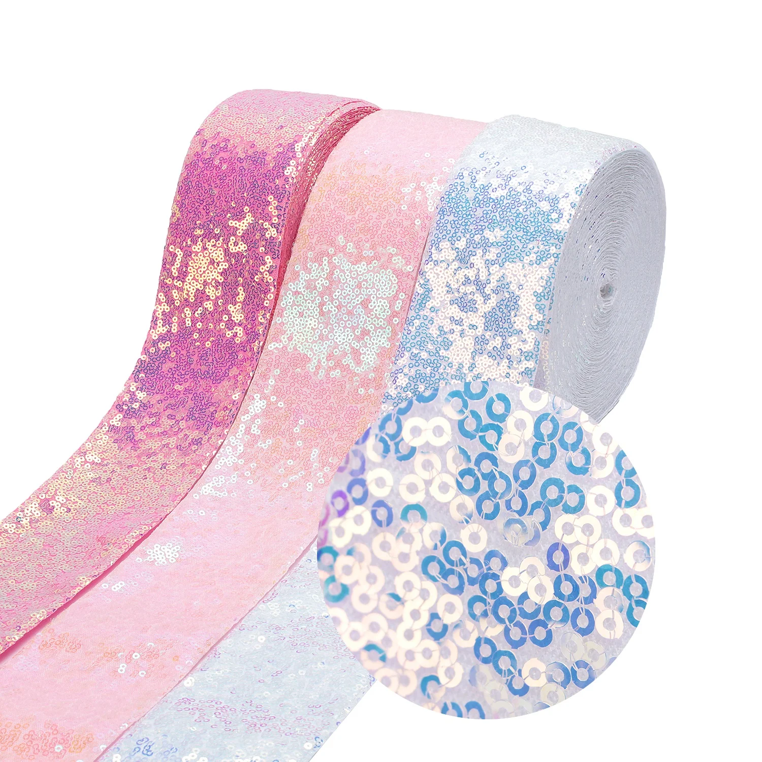 

Midi Brand Small Sequin Fabric 3" Ribbon For Headbands DIY Crafts