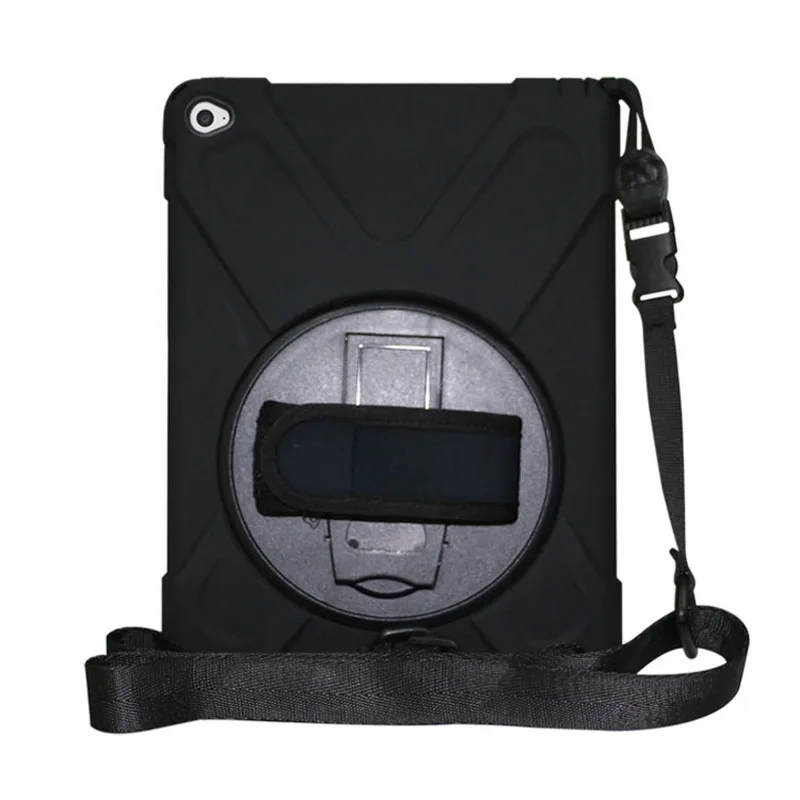 

Shockproof Rugged Cover with 360 Degree Stand Handle Hand Grip & Shoulder Strap for Apple Air 2nd Gen A1566 A1567
