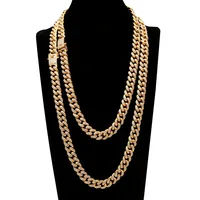 

2019 New Fashion hiphop gold necklace for men crystal diamond cuban iced out chain Necklace homme bijoux jewelry