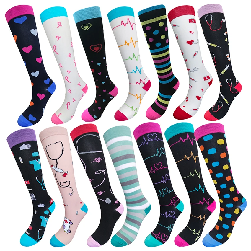 

China compression socks manufacturer knee high compression knee running socks custom nurse compression socks unisex medical, Custom color