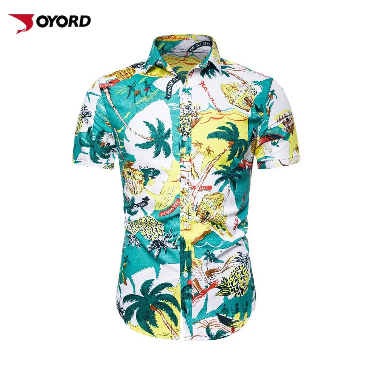 

Hawaiian Beach Shirt Men Summer Fashion Printed Mens Tropical Aloha Shirts Holiday Vacation Camisa Masculina