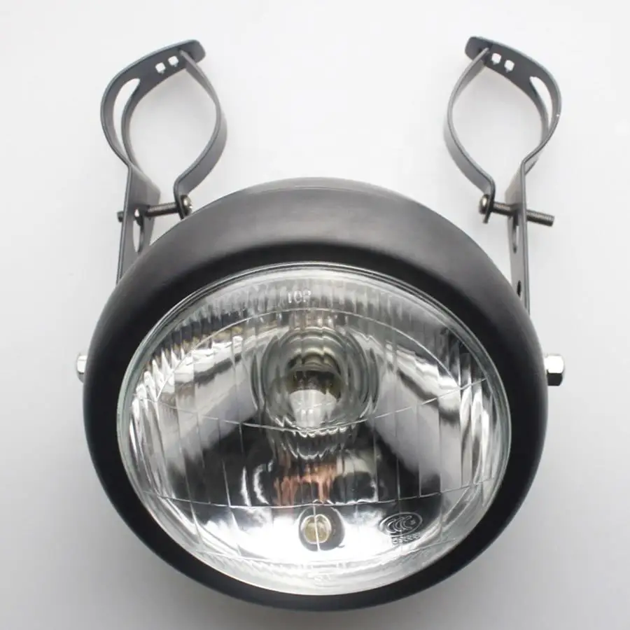 New Black Motorcycle Side Mount Headlight+Mount Fit For Honda Kawasaki Suzuki Yamaha Motorbike Headlamp