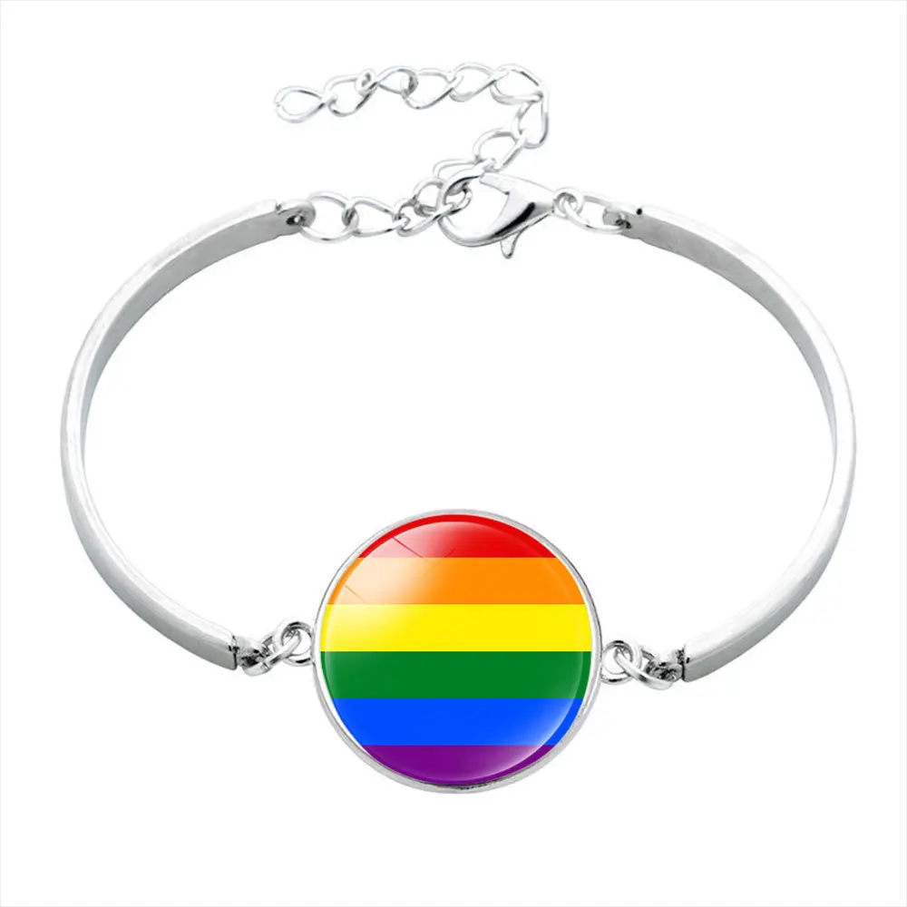 

Wholesale Fashion Custom LGBT Gay Pride Rainbow Bangle Bracelet Gay Lesbian Bracelet