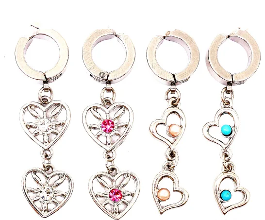 

Gaby clip on belly ring stainless steel belly button ring dangling non piercing body jewelry