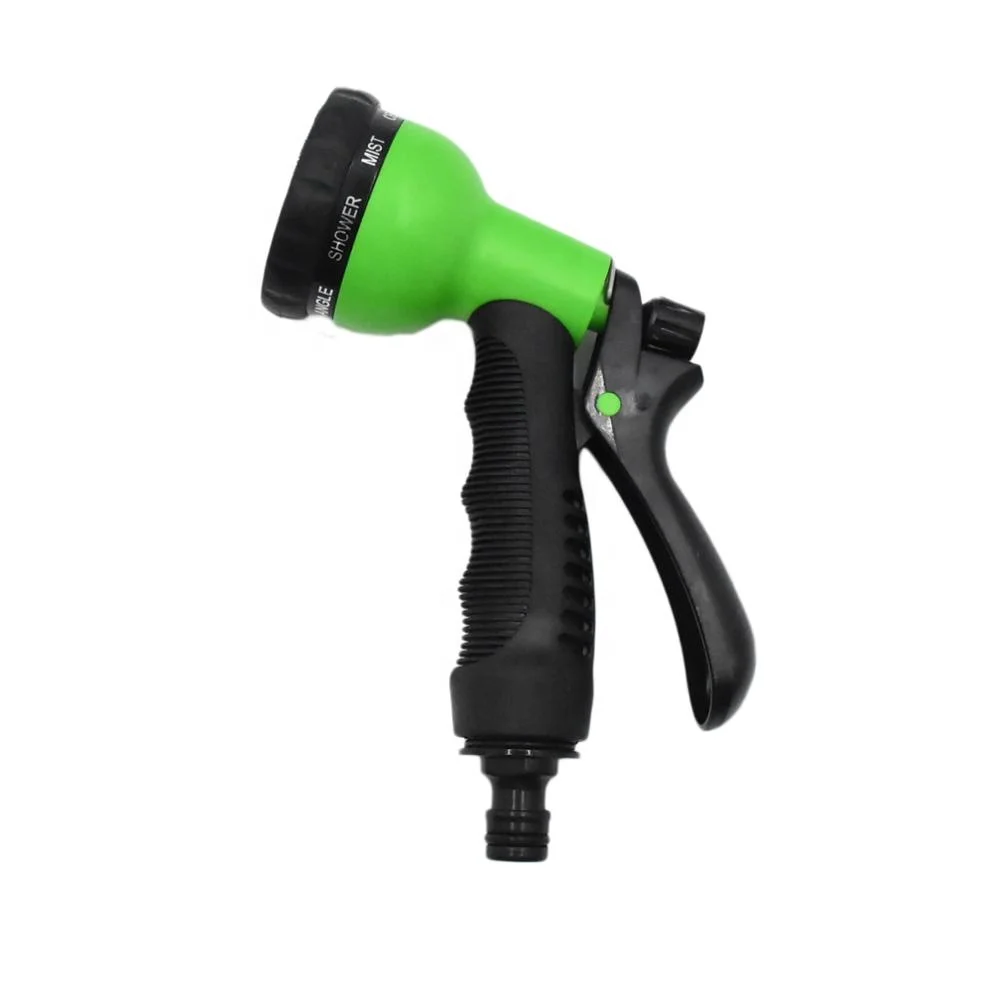 

Hot selling garden watering 8 patterns spray gun promotion garden water spay nozzle garden hose nozzle, Green& customize