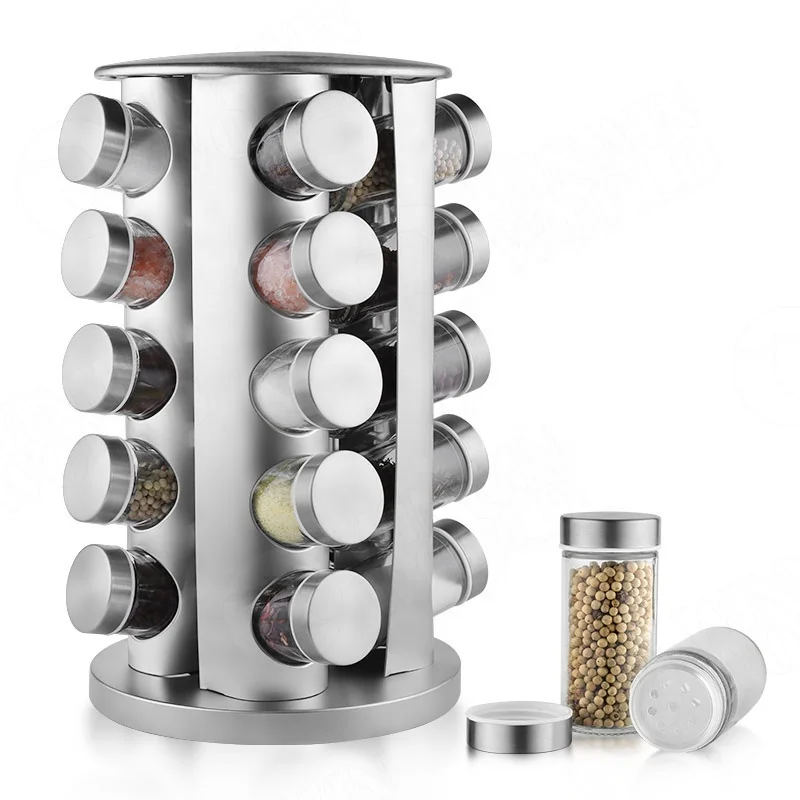 

Spice Rack, 20-Jar spice organizer, Rotating Spice Holder Shelf For Kitchen Cabinet Organizer, Clear/transparent