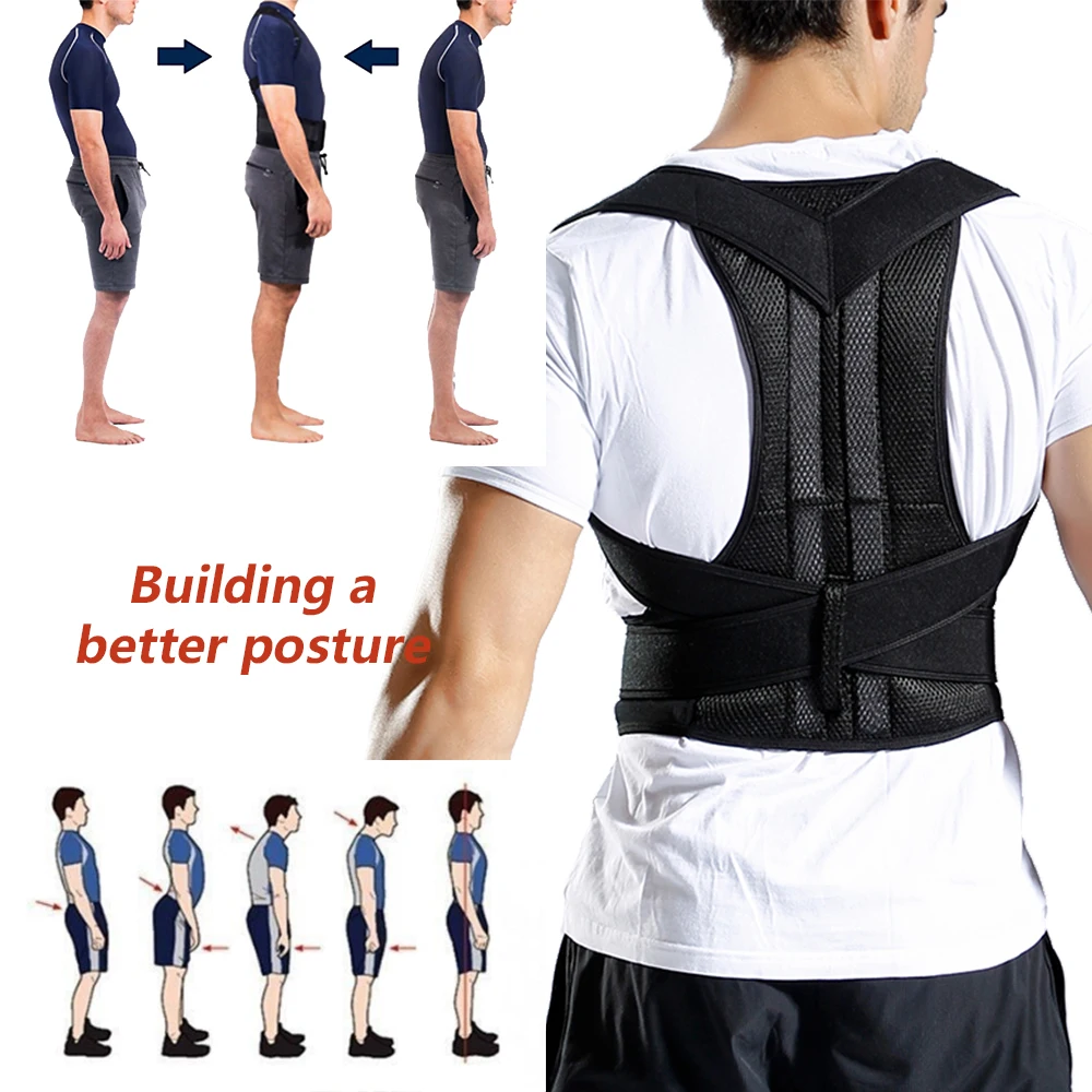 

Adjustable Adult Shoulder Lumbar Brace Spine Support Belt Vest Back Posture Corrector for Women and Men, Black