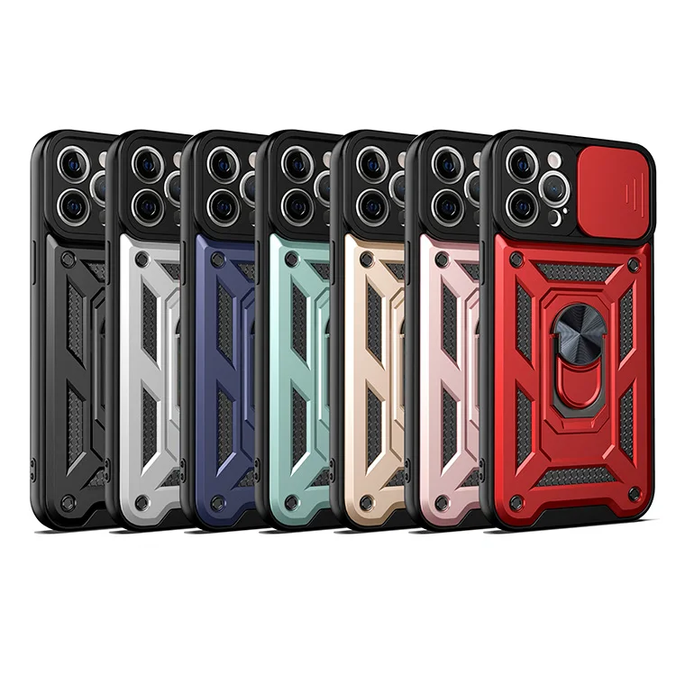 

military grade 2 in 1 shockproof protection mobile phone case For iphone 12 11 pro max with push pull camera close window