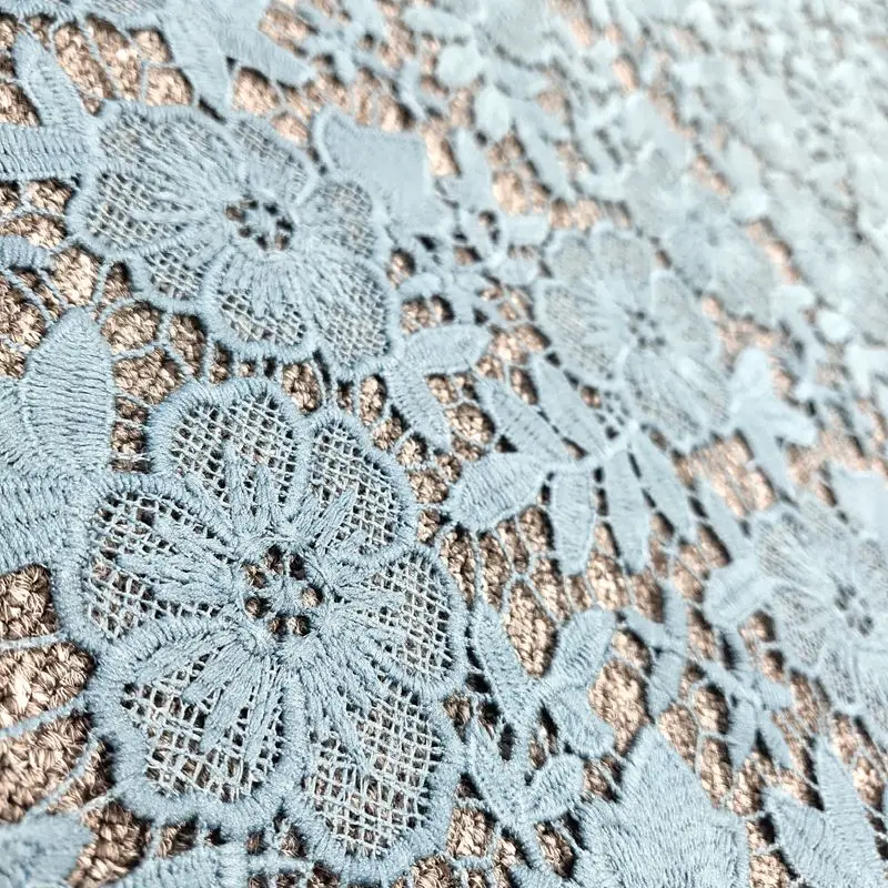 

High quality swiss wedding bridal fashion blue water soluble embroidery lace fabrics, As image